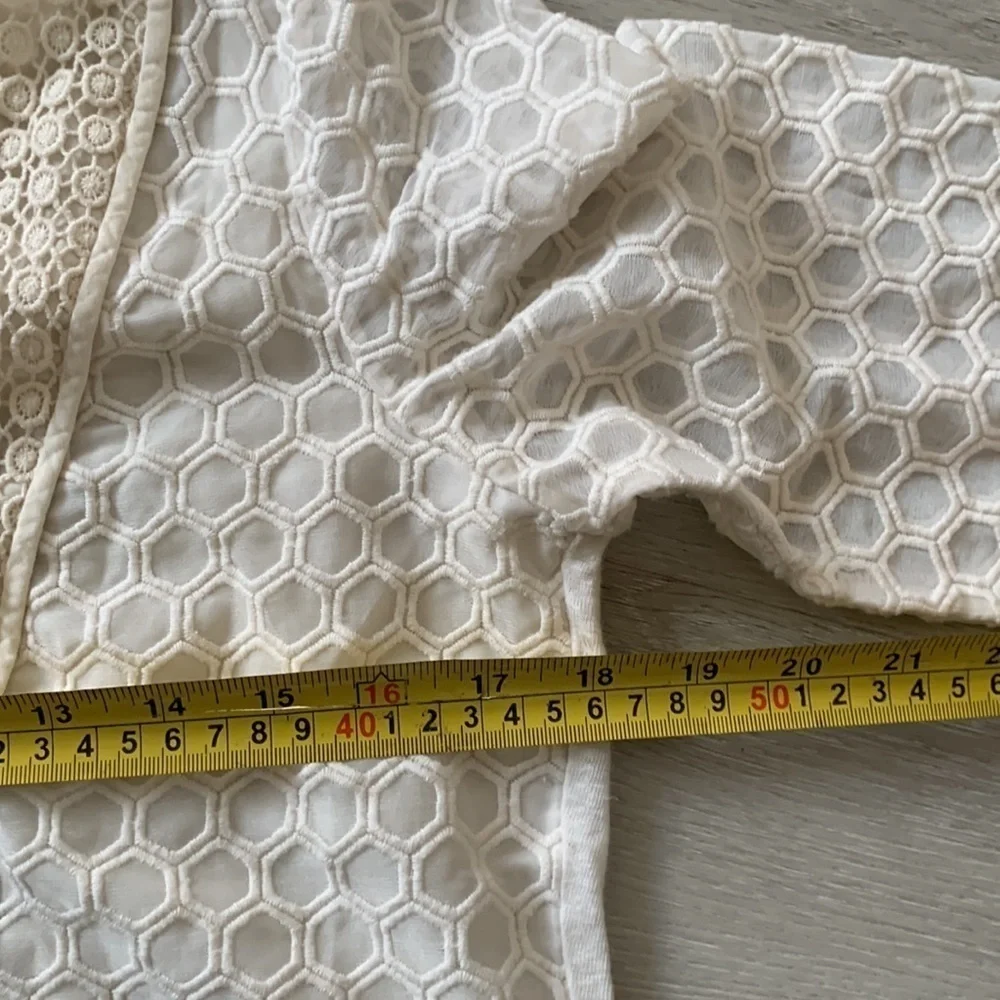 Tory Burch Tali-3/4-Sleeve Combo Honeycomb‎ Top Lace crochet blouse Top size XS